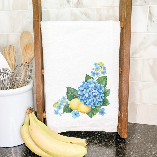 Hydrangeas and Lemons - Summer Cotton Tea Towel