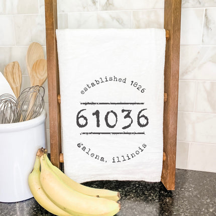 Established Zip/City - Custom Cotton Tea Towel