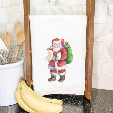 Santa with List - Customizable Cotton Tea Towel