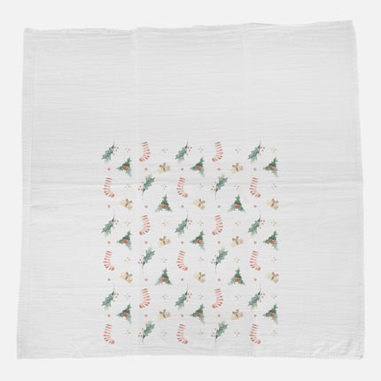 Holly and Stocking - Cotton Tea Towel