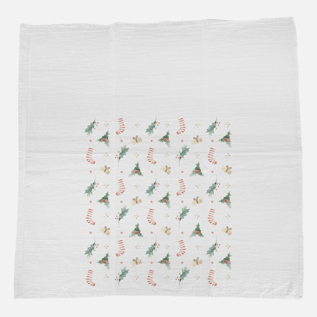 Holly and Stocking - Cotton Tea Towel