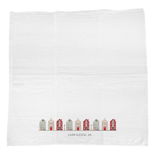 Christmas Village w/ City, State - Custom Cotton Tea Towel