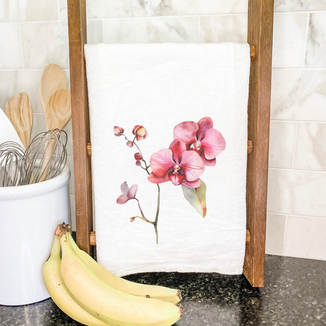 Watercolor Pink Orchid - Cotton Tea Towel