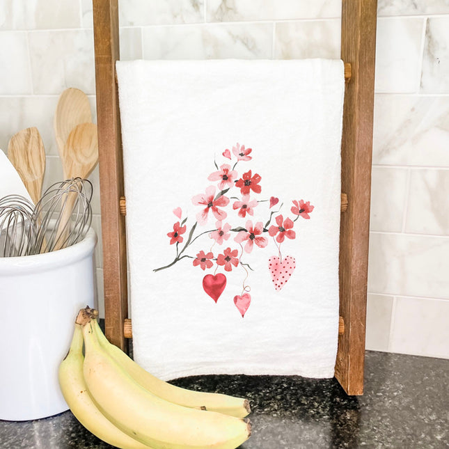 Cherry Blossom Heart Branch - Cotton Tea Towel