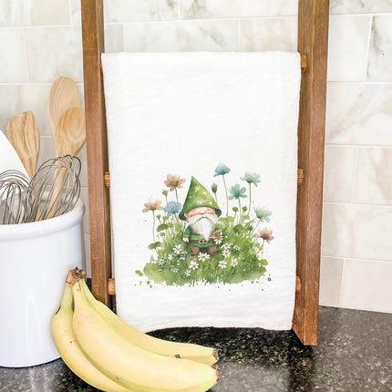 Irish Gnome in Clover - Cotton Tea Towel
