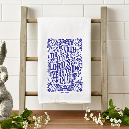 The Earth is the Lords - Bible Verse - Tea Towel