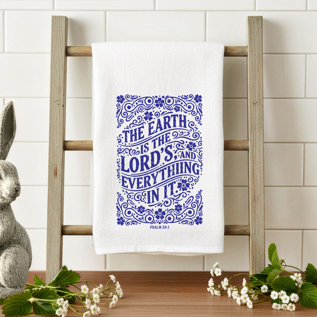 The Earth is the Lords - Bible Verse - Tea Towel