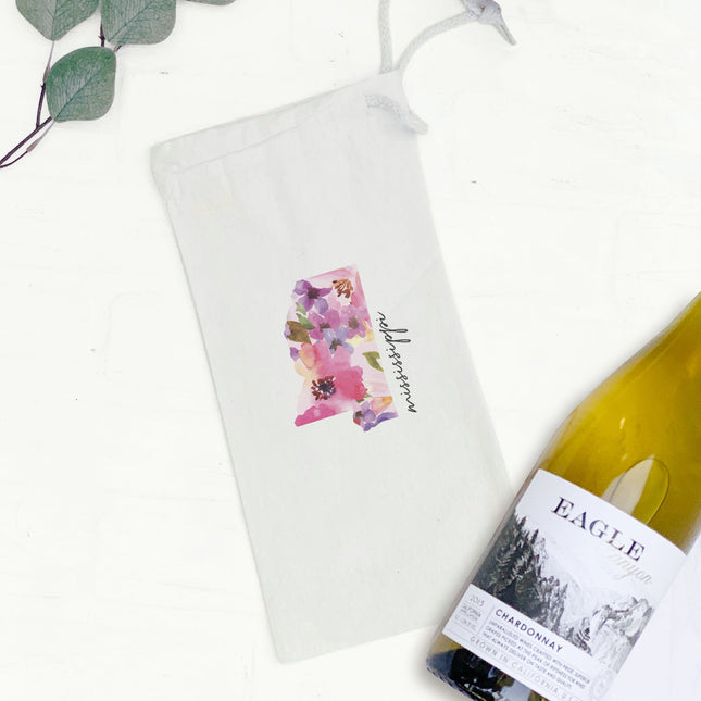 Floral State - Custom Canvas Wine Bag