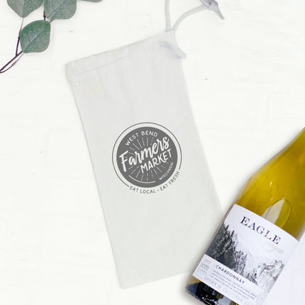 Farmers Market Eat Local w/ City, State - Custom Canvas Wine Bag