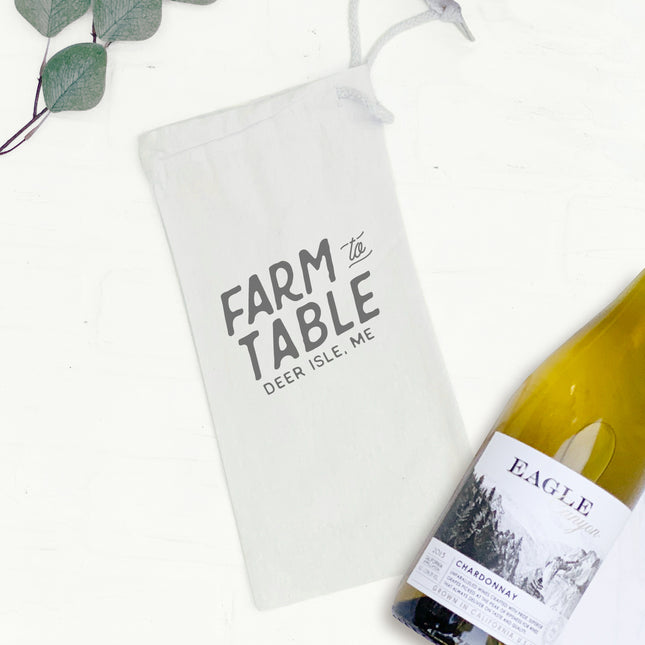 Farm to Table w/ City, State - Custom Canvas Wine Bag