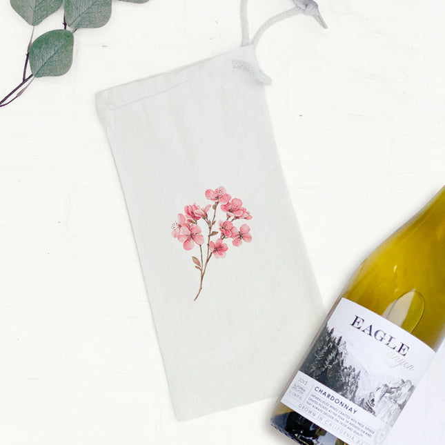 Cherry Blossom Stem - Canvas Wine Bag