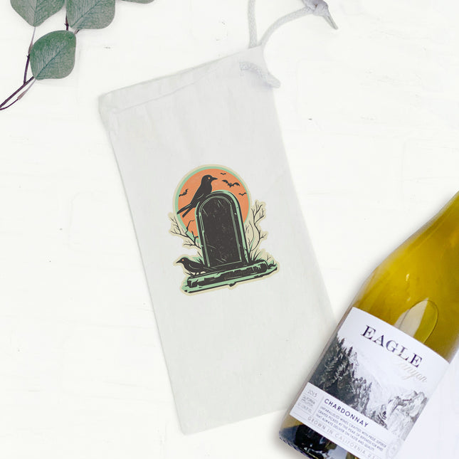 Retro Tombstone - Customizable Halloween Canvas Wine Bag