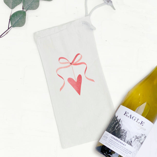 Ribbon Heart - Canvas Wine Bag
