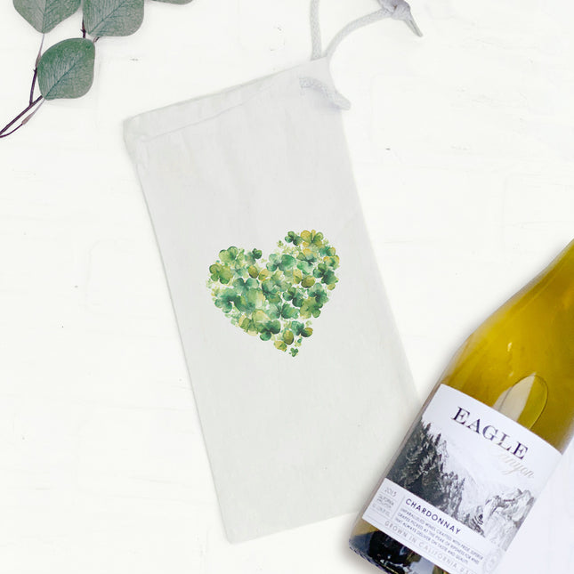 Clover Heart - St. Patrick's Day Canvas Wine Bag