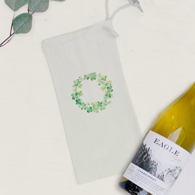 Clover Wreath - St. Patrick's Day Canvas Wine Bag
