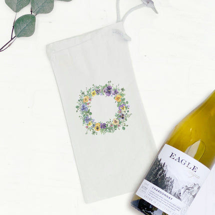 Spring Pansy Wreath - Spring Canvas Wine Bag
