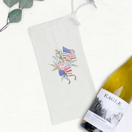 American Flag Bouquet - Canvas Wine Bag