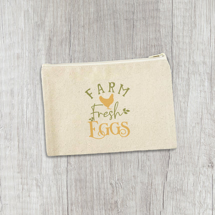 Farm Fresh Chicken Eggs - Canvas Zipper Pouch