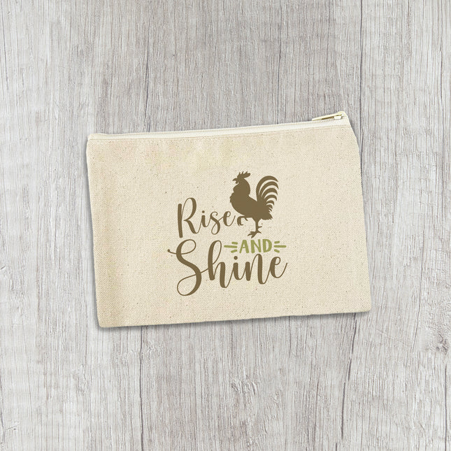Rise and Shine Rooster - Canvas Zipper Pouch