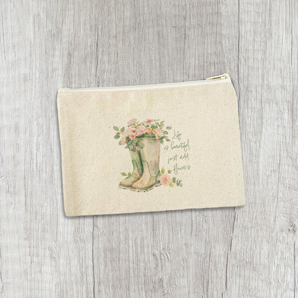 Life is Beautiful - Canvas Zipper Pouch