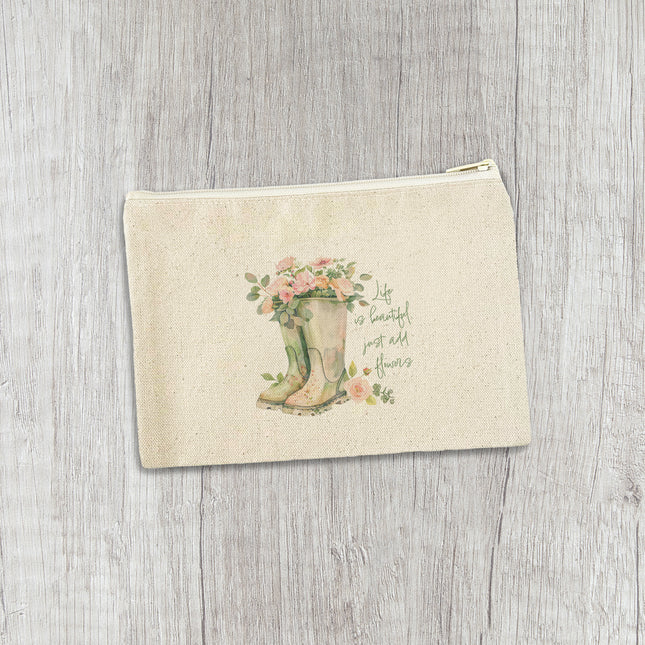 Life is Beautiful - Canvas Zipper Pouch