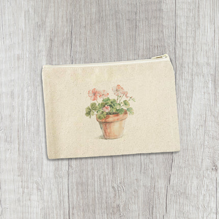 Watercolor Potted Plant - Canvas Zipper Pouch