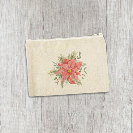 Poinsettia Flower - Canvas Zipper Pouch