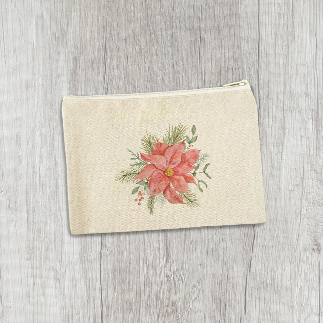 Poinsettia Flower - Canvas Zipper Pouch