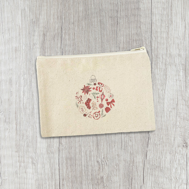 Christmas Collage Ornament - Canvas Zipper Pouch