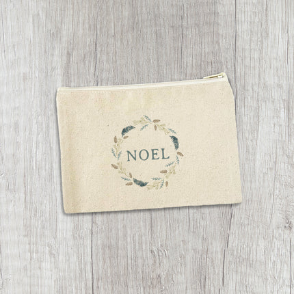 Noel Pine Wreath - Canvas Zipper Pouch
