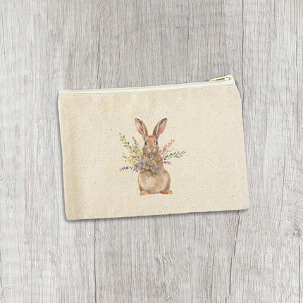 Bunny Bouquet - Canvas Zipper Pouch