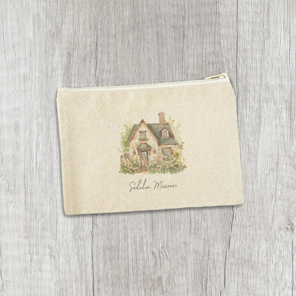 Spring Cottage - Custom Canvas Zipper Pouch