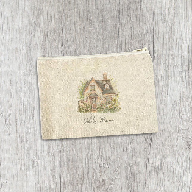Spring Cottage - Custom Canvas Zipper Pouch