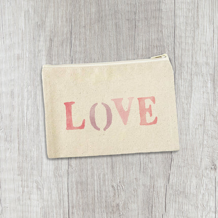 Love Stencil - Valentine's Day Canvas Zipper Pouch