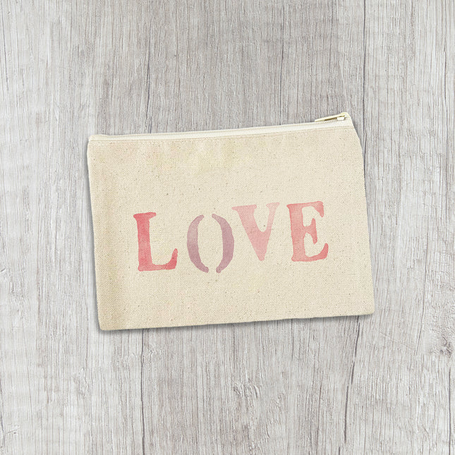 Love Stencil - Valentine's Day Canvas Zipper Pouch