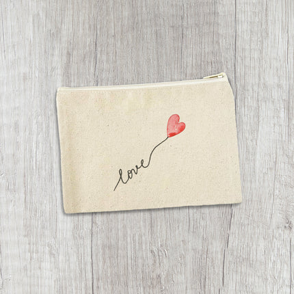 Love Heart Balloon - Valentine's Day Canvas Zipper Pouch