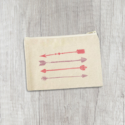 Watercolor Arrows - Valentine's Day Canvas Zipper Pouch