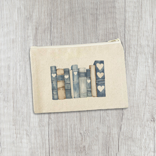 Love Letter Bookshelf - Valentine's Day Canvas Zipper Pouch