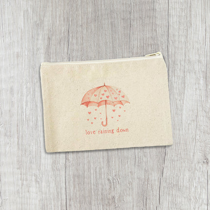 Love Raining Down - Valentine's Day Canvas Zipper Pouch