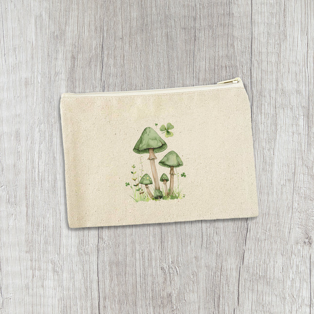 St. Patrick's Day Mushrooms - Canvas Zipper Pouch