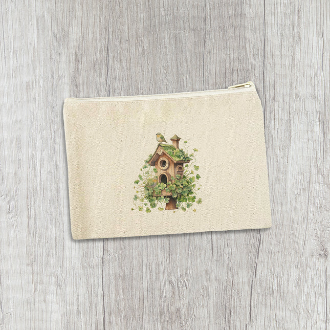 Clover Bird House - St. Patrick's Day Canvas Zipper Pouch