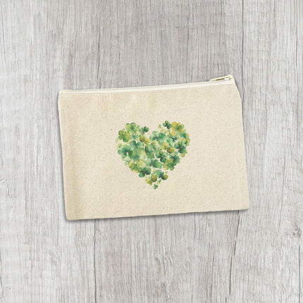 Clover Heart - St. Patrick's Day Canvas Zipper Pouch