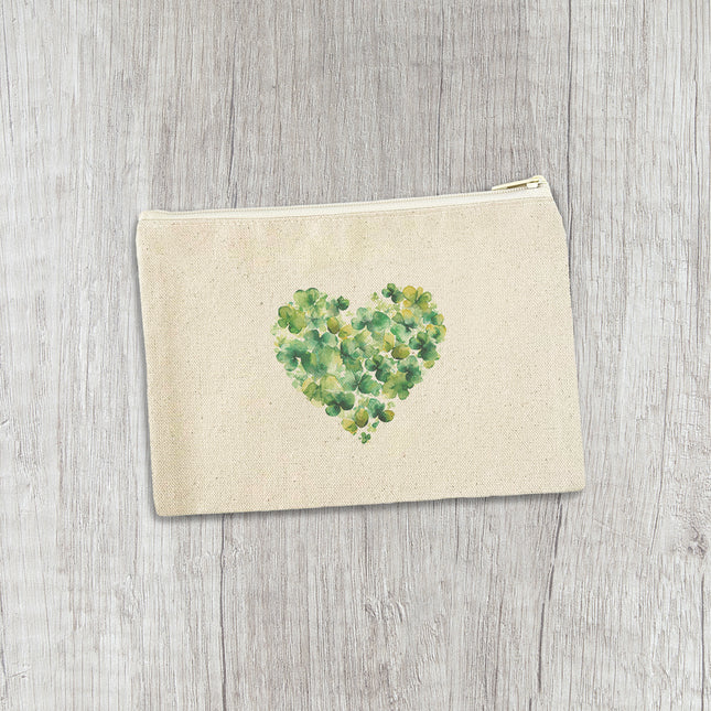 Clover Heart - St. Patrick's Day Canvas Zipper Pouch