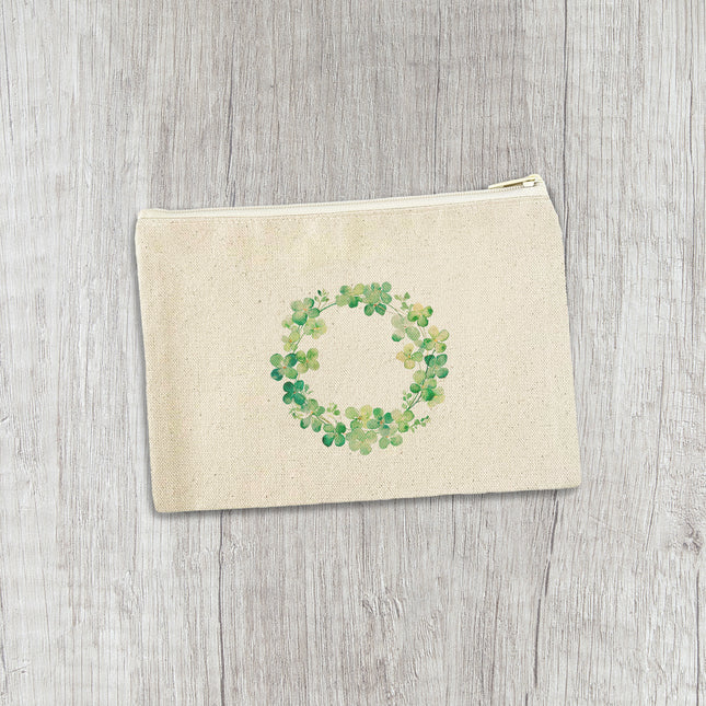 Clover Wreath - St. Patrick's Day Canvas Zipper Pouch