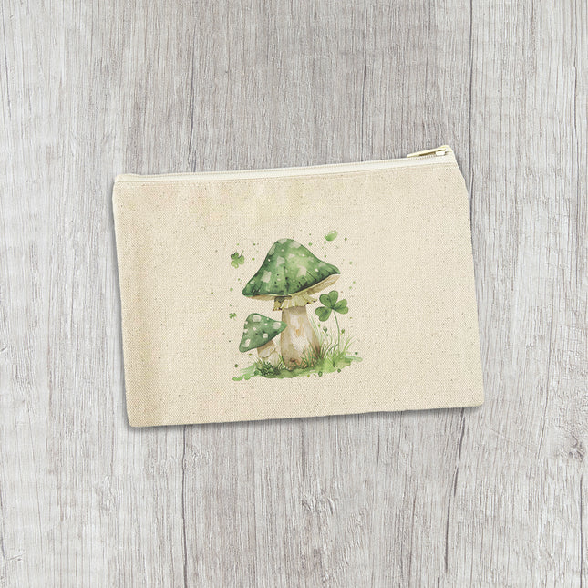 Lucky Mushrooms - St. Patrick's Day Canvas Zipper Pouch