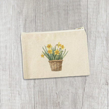 Basket of Daffodils - Spring Canvas Zipper Pouch