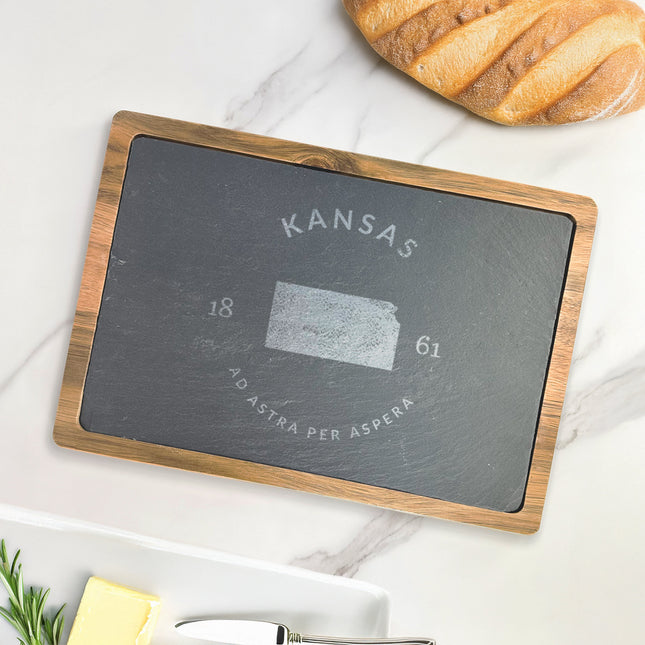 State Badge & Motto - Custom Slate Serving Board