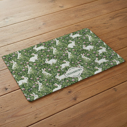 Rabbits in a Clover Field - Custom Decorative Table Mat