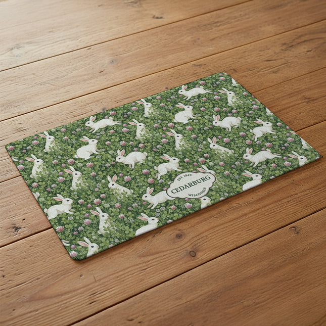 Rabbits in a Clover Field - Custom Decorative Table Mat