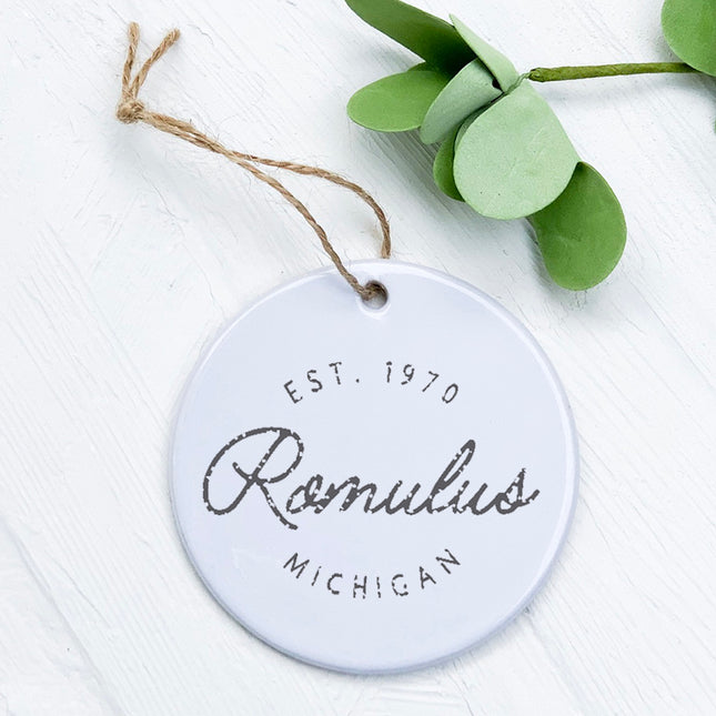 Vintage Script City w State EST - Custom Ornament